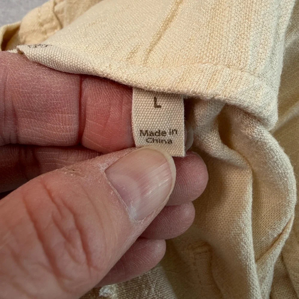 Soft Surroundings Womens Linen Blend Cargo Crop Pants‎ Sz L Beige Boho Coastal